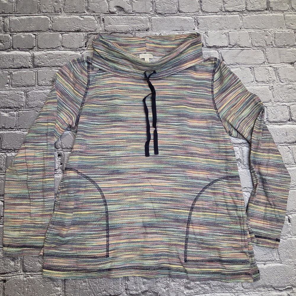 Talbots Multicolored Athletic Top with High Neck, Pockets, Size Petite Small